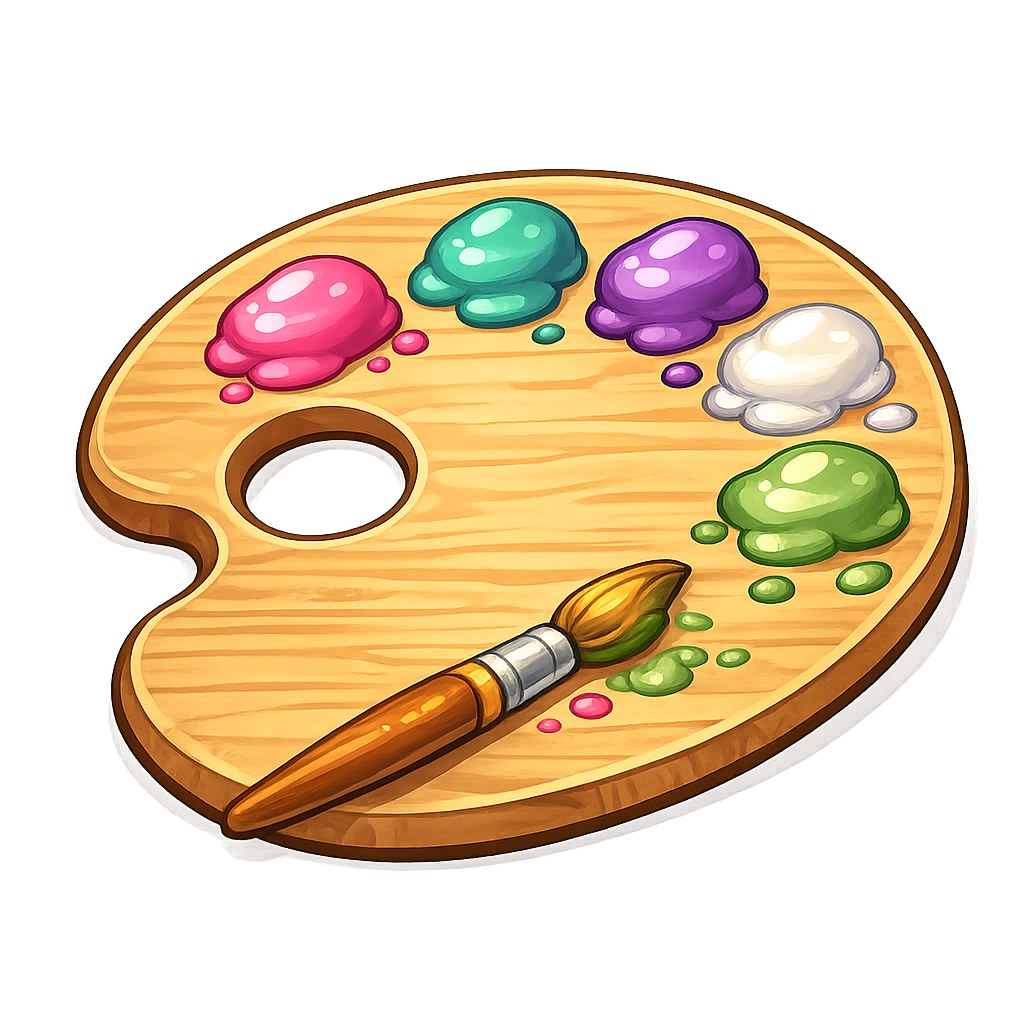 An art palette representing simple materials.